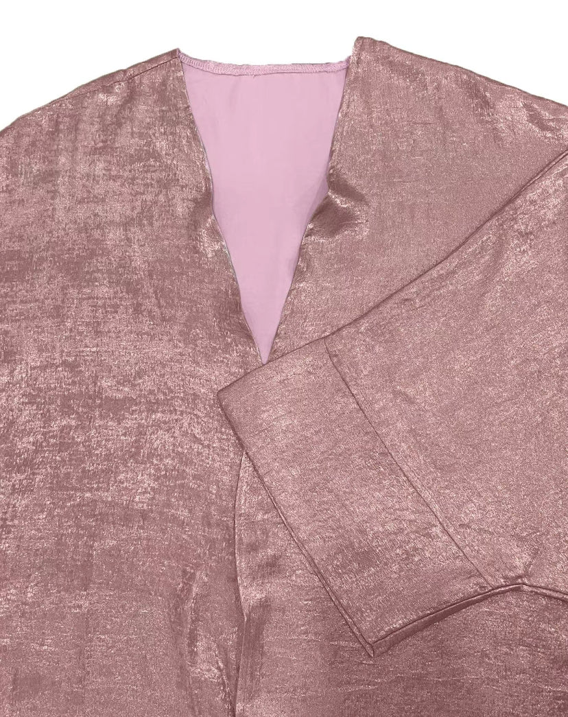 Satin kaftan abaya - pink