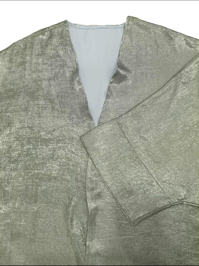 Satin kaftan abaya - green