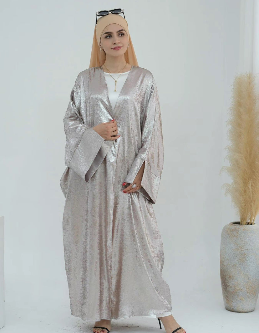 Velvet satin abaya kaftan - Champagne