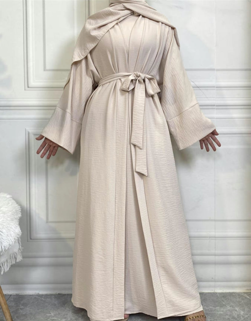 Casual abaya with shrug and belt - 3 piece set - Nora abaya