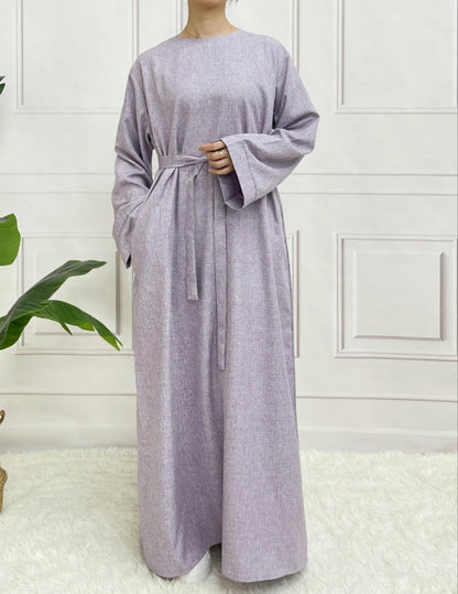 Classic Linen abaya with belt - 6 color