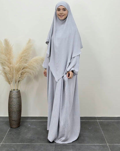 HIBA - Khimar and kaftan set - light grey