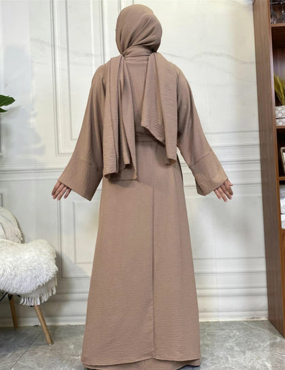 Casual abaya with shrug and belt - 3 piece set - Nora abaya