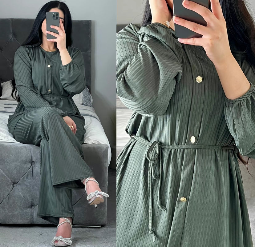 Ribbed two piece button set coord