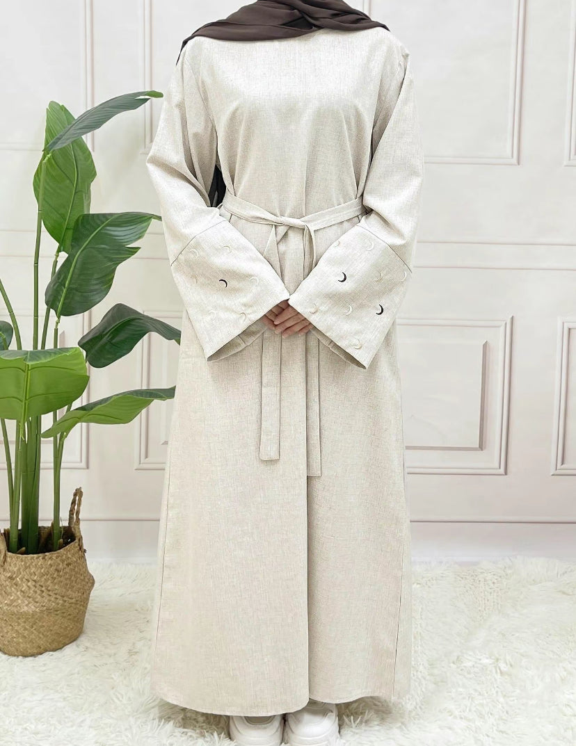 Linen Moon abaya with belt