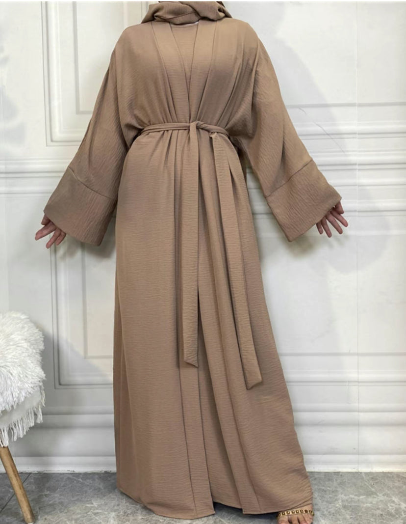 Casual abaya with shrug and belt - 3 piece set - Nora abaya