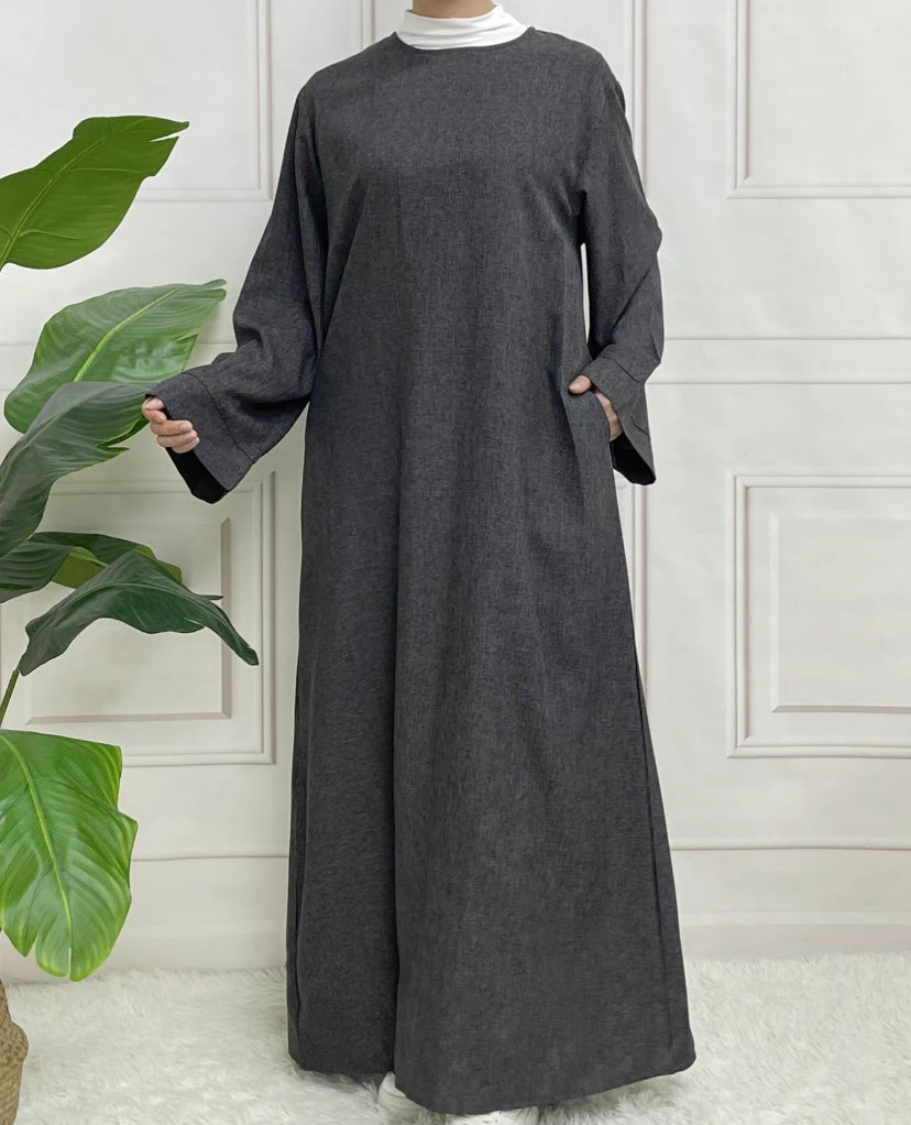 Classic Linen abaya with belt - 6 color