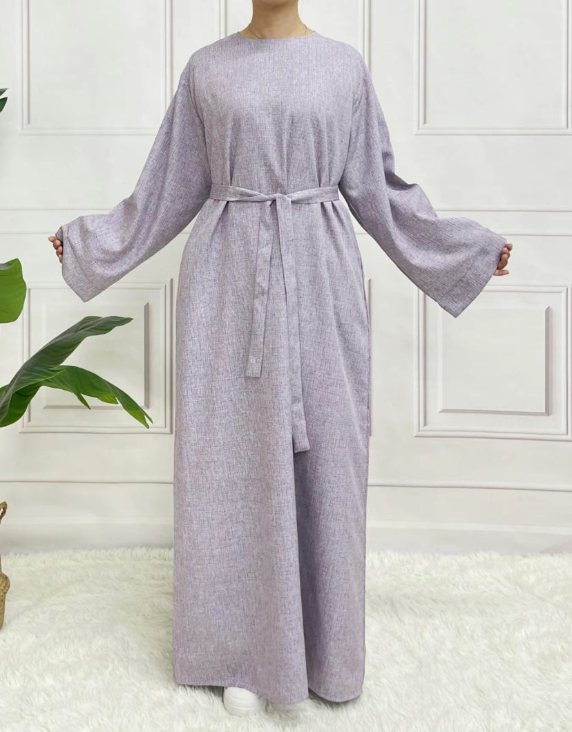 Classic Linen abaya with belt - 6 color