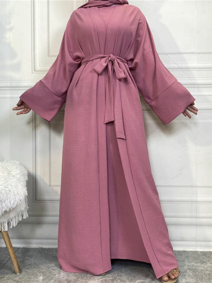 Casual abaya with shrug and belt - 3 piece set - Nora abaya