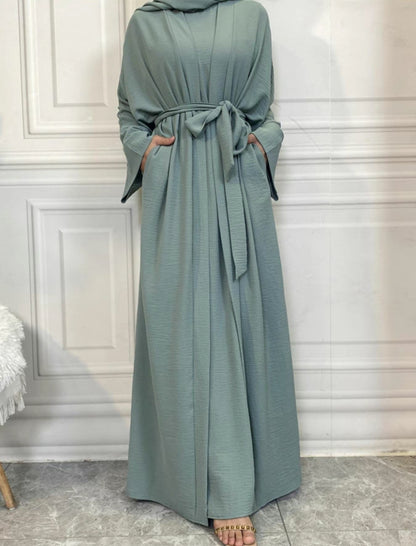 Casual abaya with shrug and belt - 3 piece set - Nora abaya