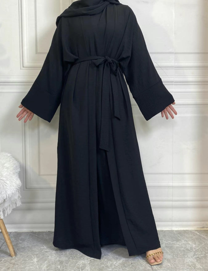 Casual abaya with shrug and belt - 3 piece set - Nora abaya