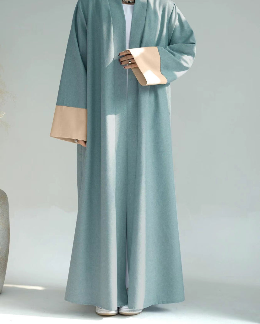 Pastel green Abaya with belt and pocket