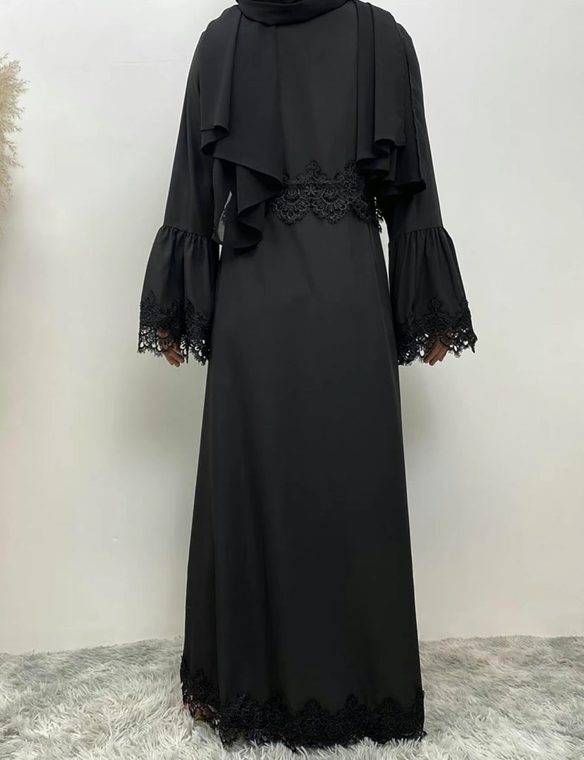 Essential abaya - Lyla Abaya - lace abaya with tie -4 color