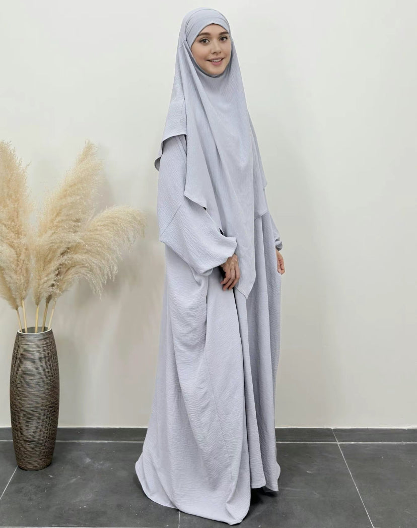 HIBA - Khimar and kaftan set - light grey