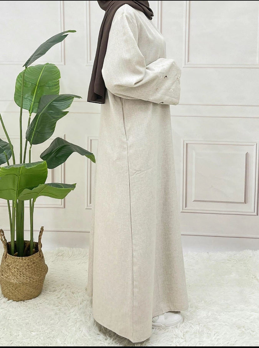 Linen Moon abaya with belt