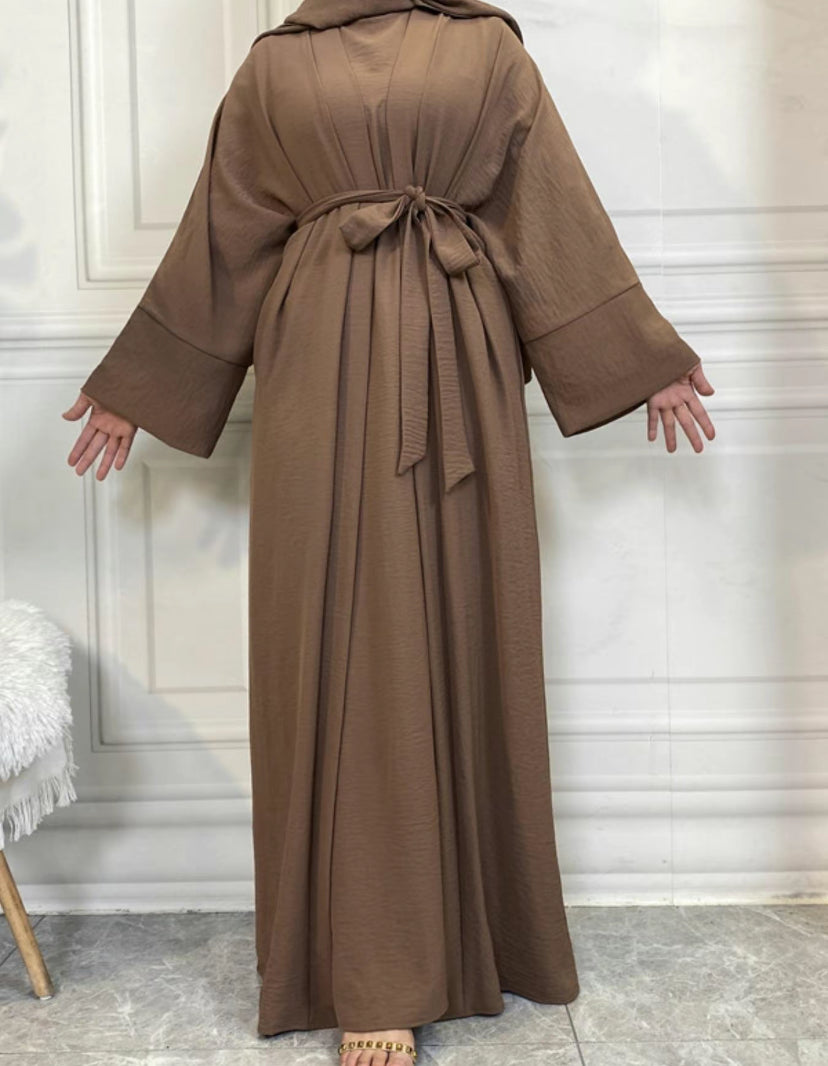 Casual abaya with shrug and belt - 3 piece set - Nora abaya