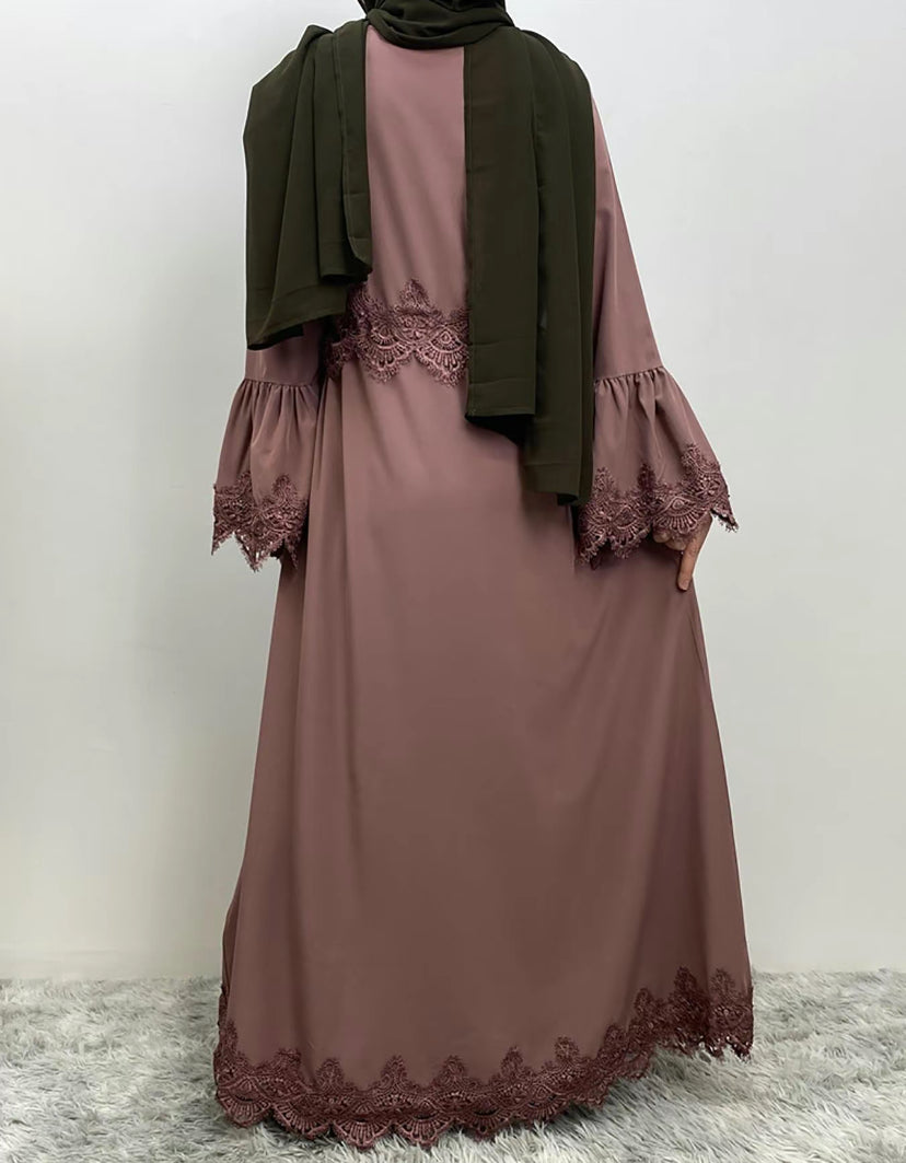 Essential abaya - Lyla Abaya - lace abaya with tie -4 color