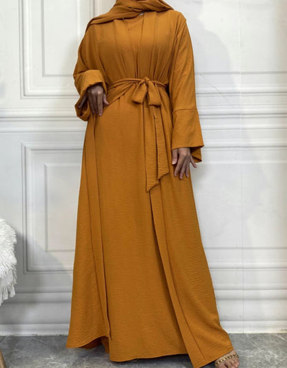 Casual abaya with shrug and belt - 3 piece set - Nora abaya