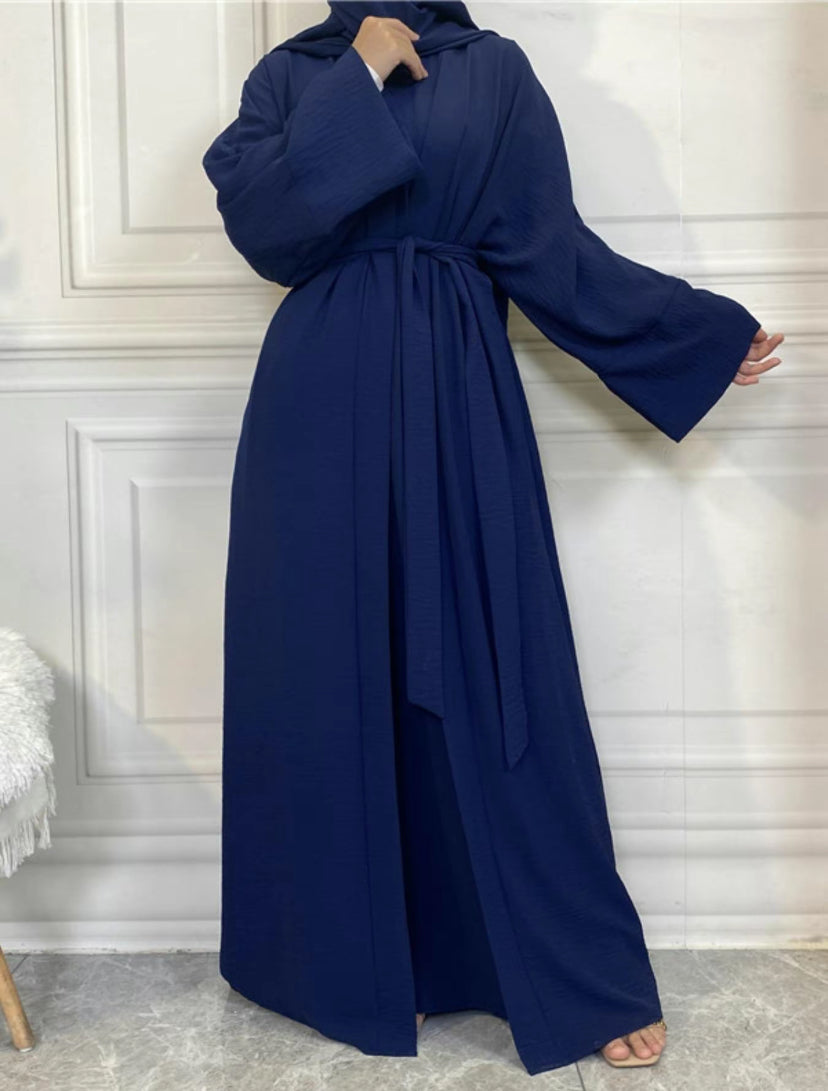 Casual abaya with shrug and belt - 3 piece set - Nora abaya