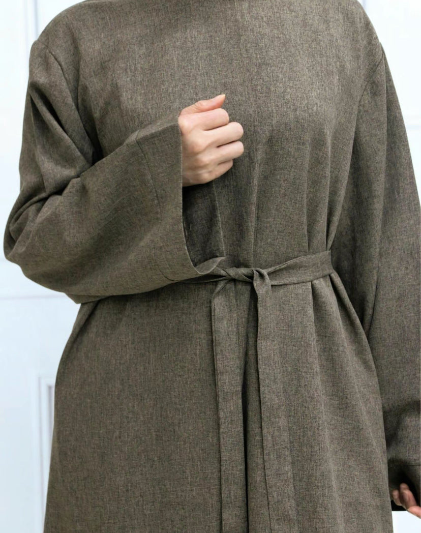 Classic Linen abaya with belt - 6 color