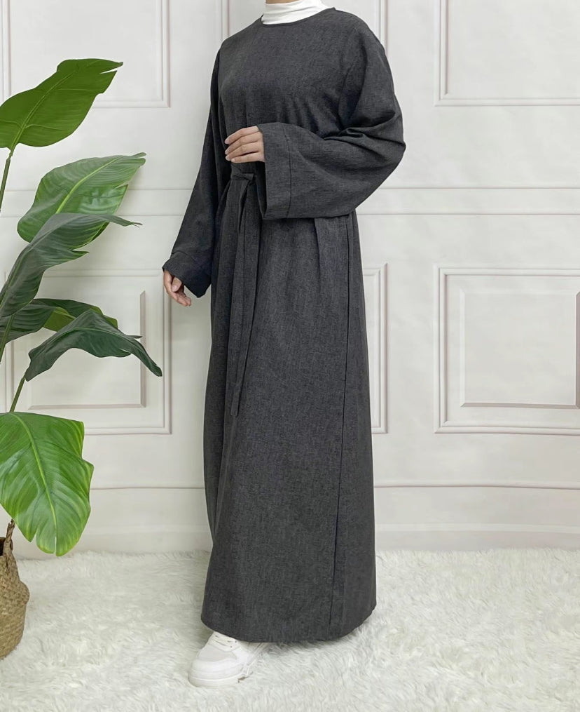 Classic Linen abaya with belt - 6 color