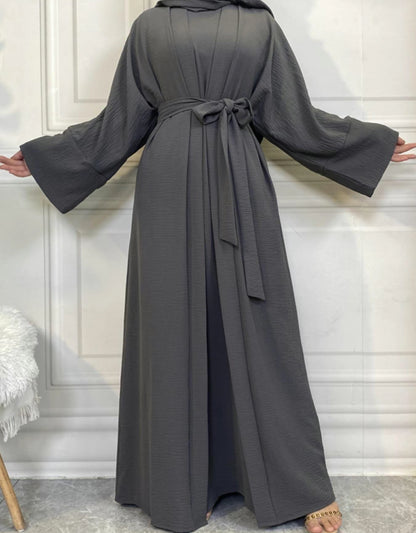 Casual abaya with shrug and belt - 3 piece set - Nora abaya