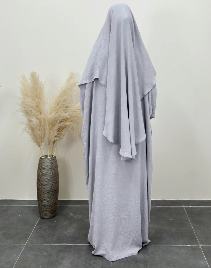 HIBA - Khimar and kaftan set - light grey