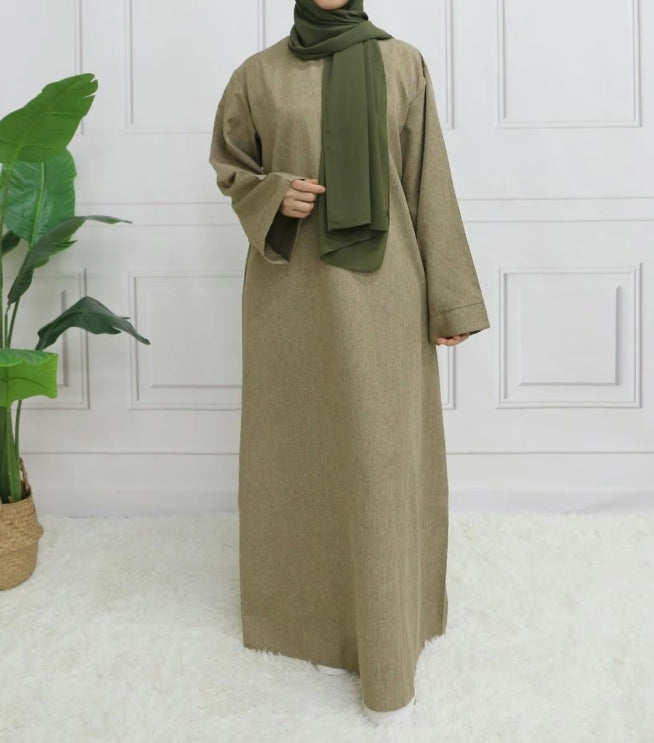 Classic Linen abaya with belt - 6 color