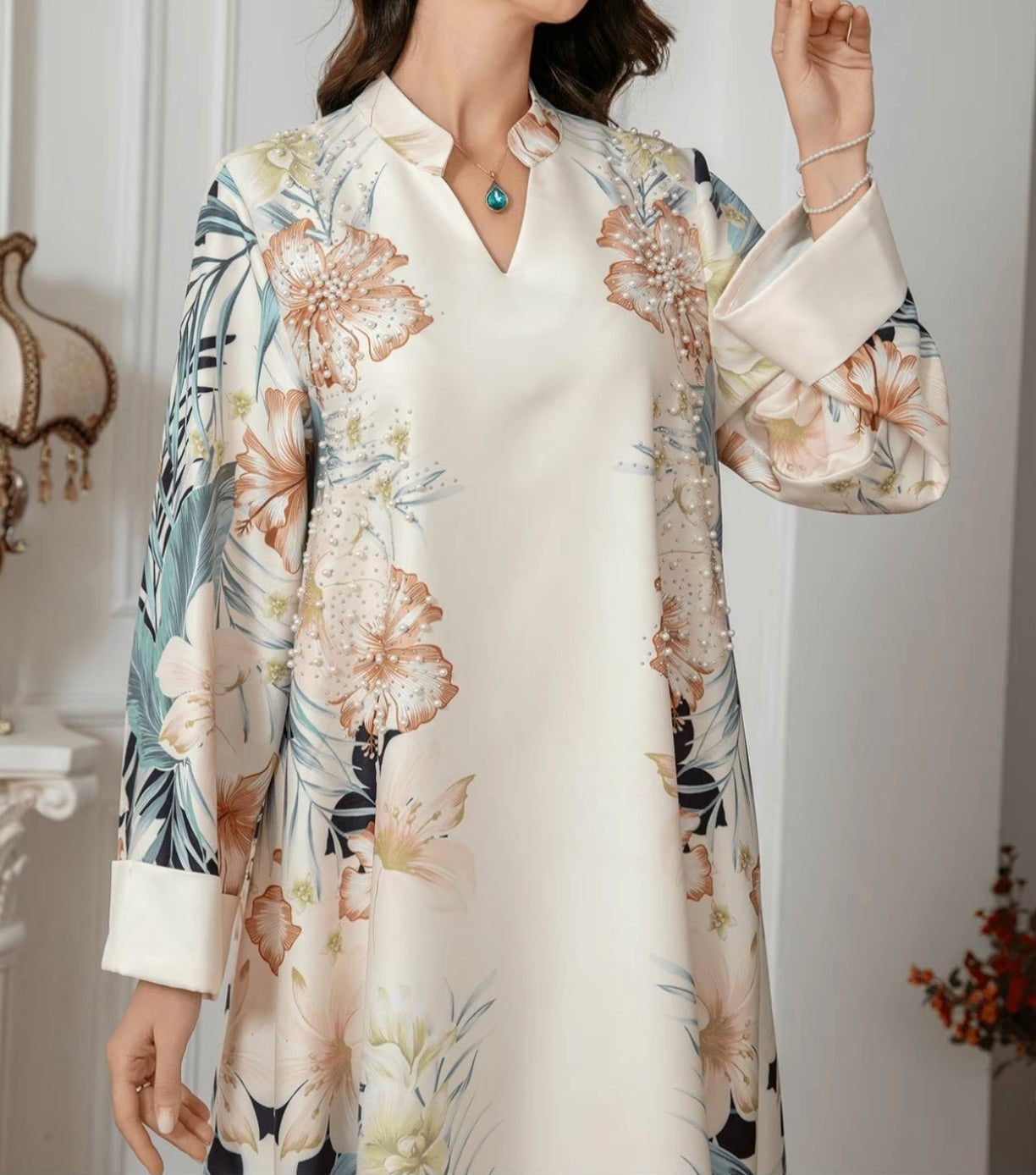 Modest Arabian printed dress