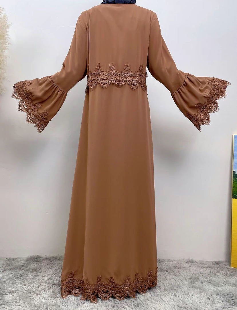 Essential abaya - Lyla Abaya - lace abaya with tie -4 color