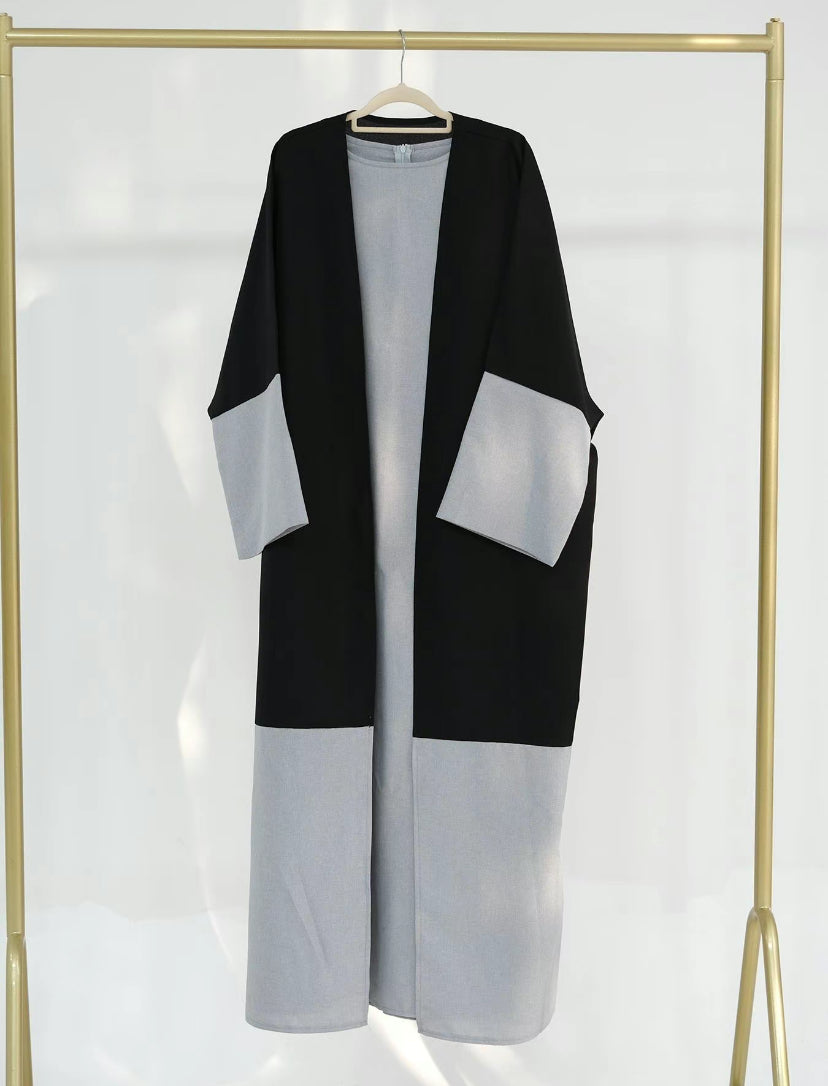 Colour block abaya with inner dress