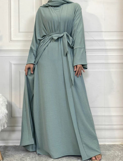 Casual abaya with shrug and belt - 3 piece set - Nora abaya