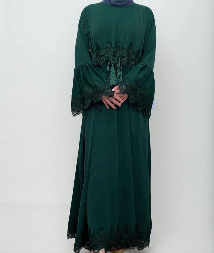 Essential abaya - Lyla Abaya - lace abaya with tie -4 color