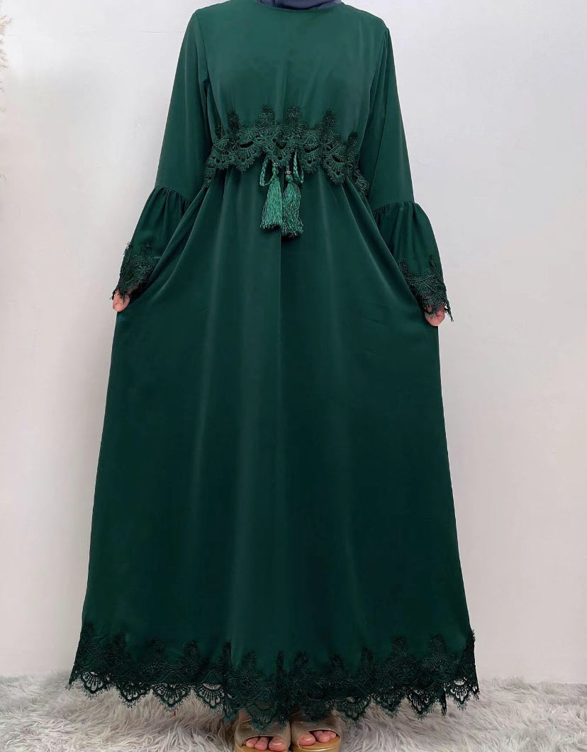 Essential abaya - Lyla Abaya - lace abaya with tie -4 color