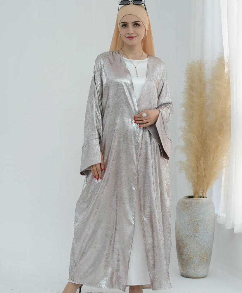 Velvet satin abaya kaftan -  Champagne