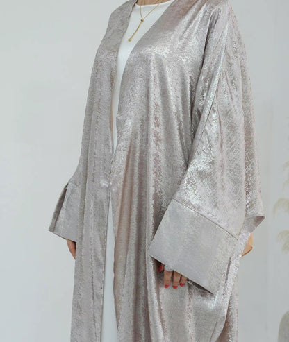 Velvet satin abaya kaftan -  Champagne