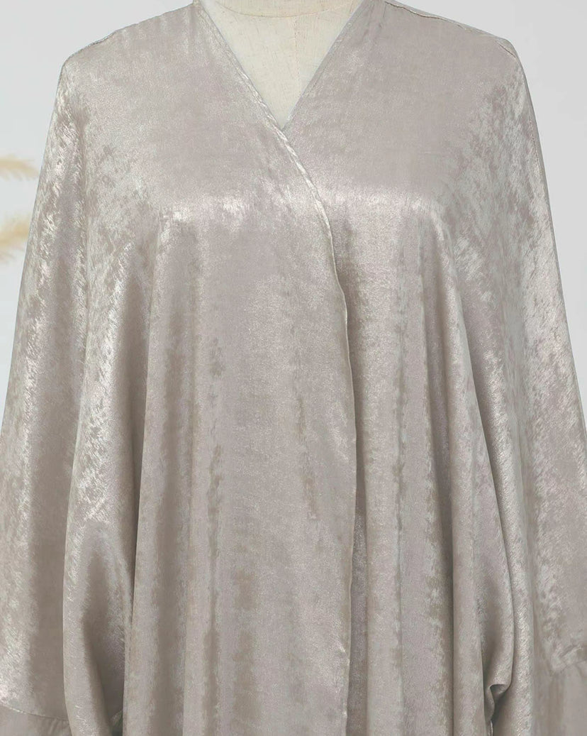 Velvet satin abaya kaftan -  Champagne