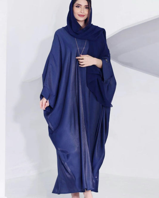 Satin kaftan  abaya - Navy blue