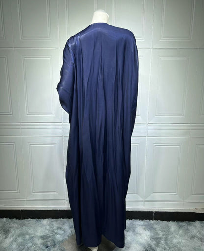 Satin kaftan  abaya - Navy blue