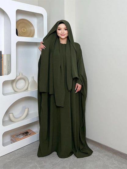 Basic kaftan abaya - with hijab - Hayah kaftan front zipper