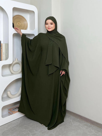 Basic kaftan abaya - with hijab - Hayah kaftan front zipper