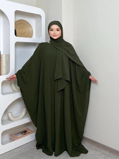 Basic kaftan abaya - with hijab - Hayah kaftan front zipper