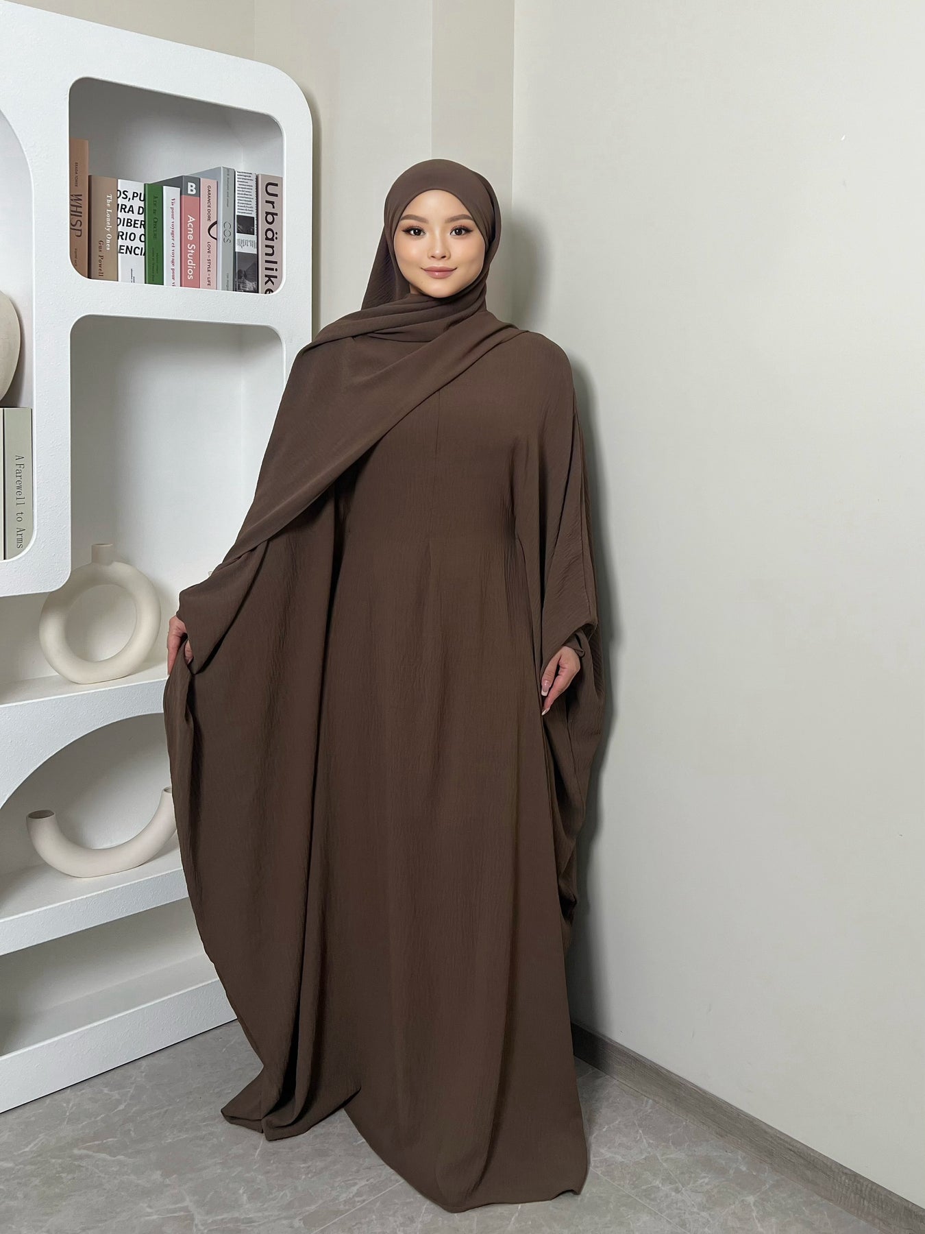 Basic kaftan abaya - with hijab - Hayah kaftan front zipper